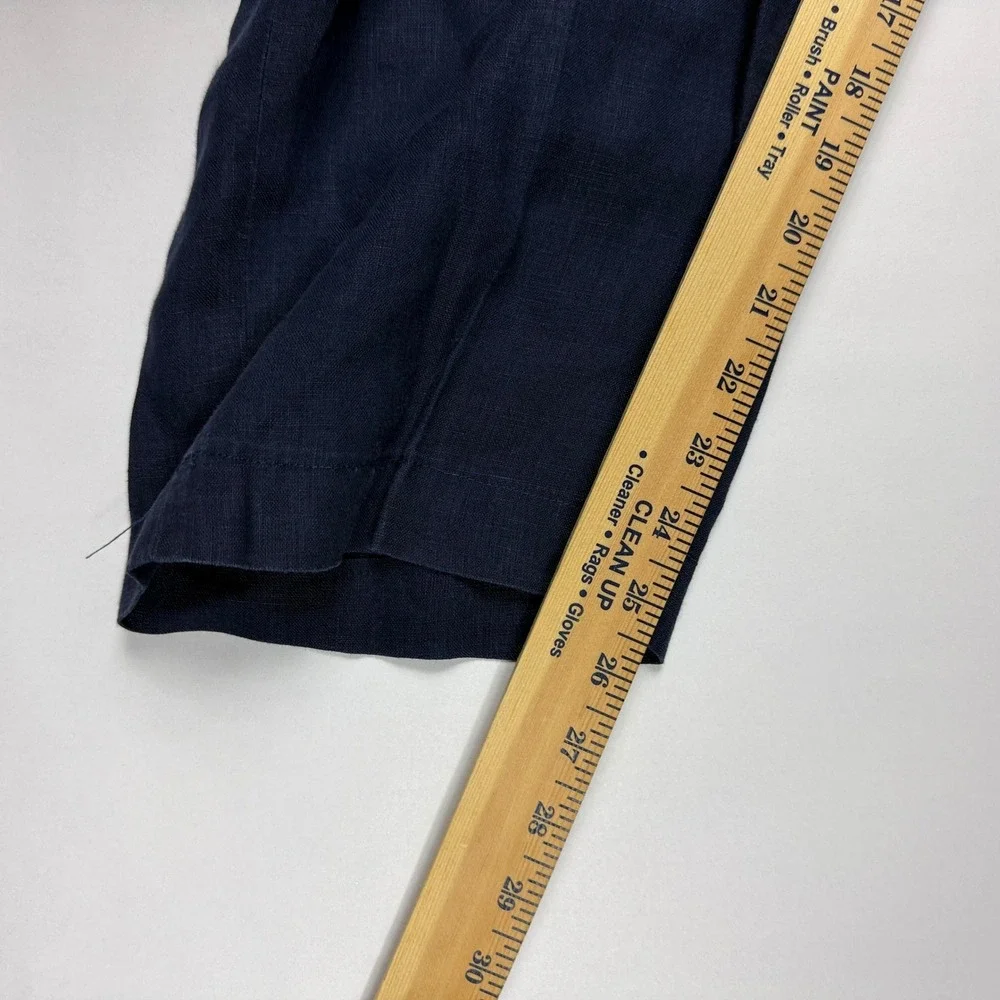 Ralph Lauren Navy Blue Linen Trousers Flat Front Mens Pants 44x26